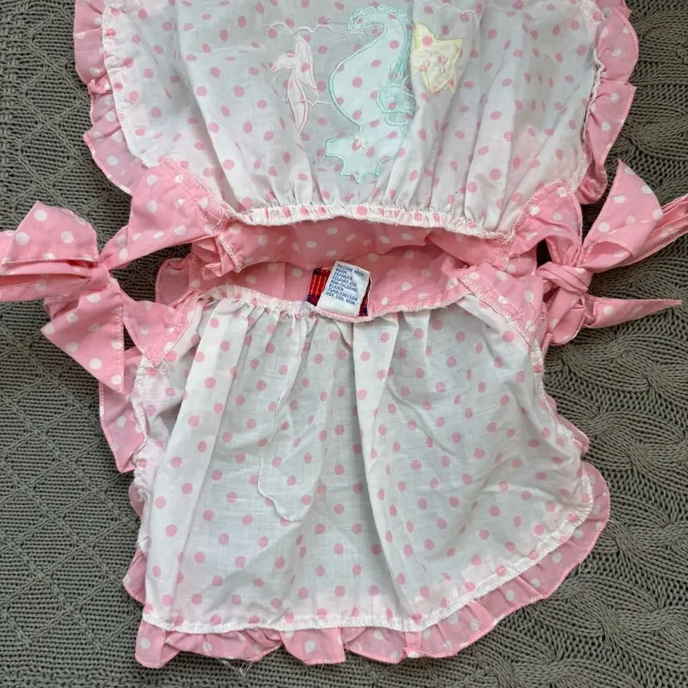 Vintage Broadway Kids Pink Polka Dot Apron Pinnie Tunic Seahorse Design ~9M